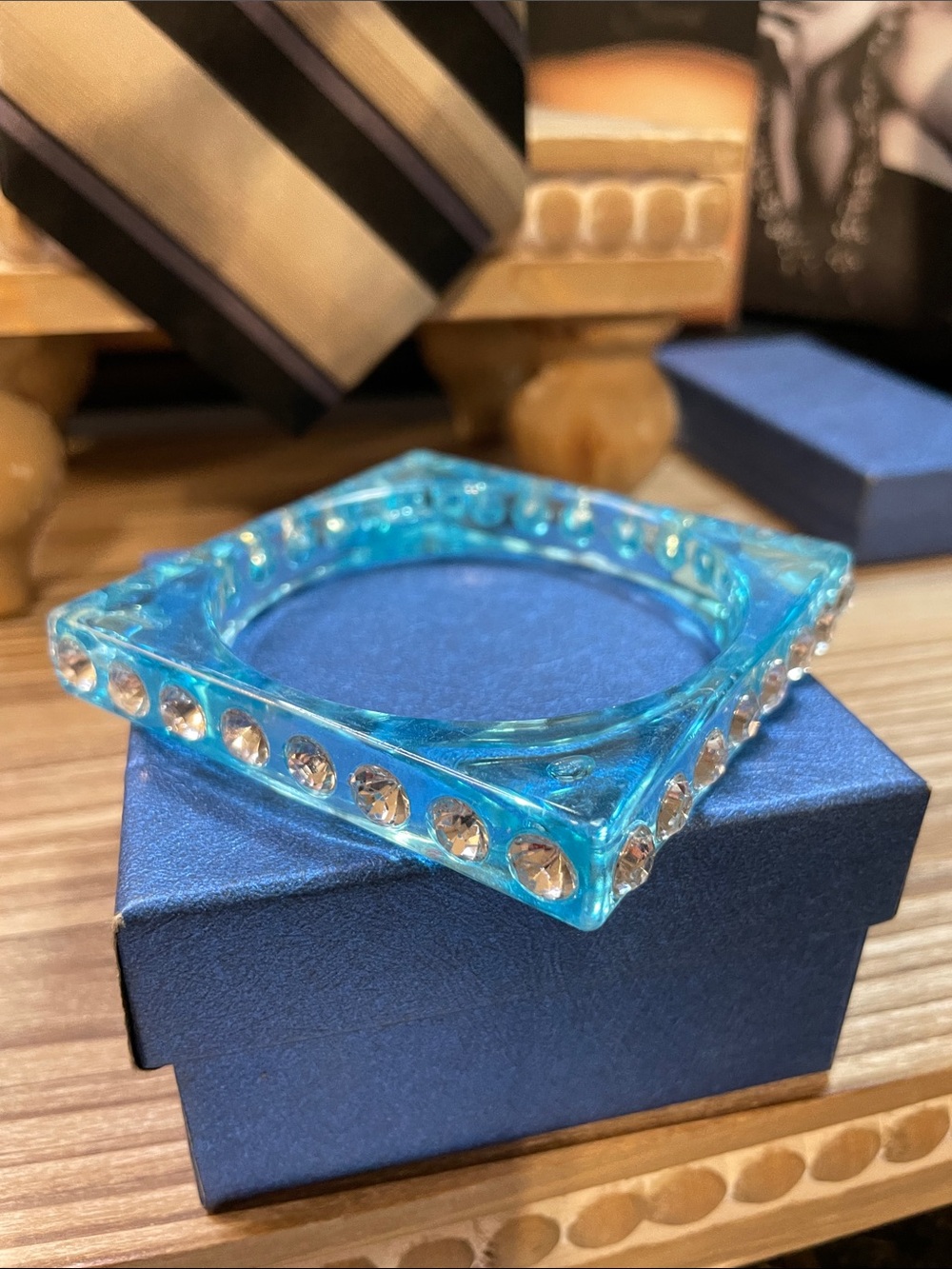Blue Square Rhinestone Bracelet - Picture 4 of 6